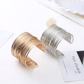 Gold and Silver Woven Wire Wide Open Cuff Bracelets view 1