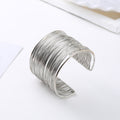 Gold and Silver Woven Wire Wide Open Cuff Bracelets view 3