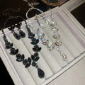Light Luxury Copper Wheat Ear Rhinestone Teardrop Necklace Earrings Jewelry Set view 1