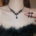 Light Luxury Copper Wheat Ear Rhinestone Teardrop Necklace Earrings Jewelry Set view 2