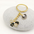 Metal Bow Shell Heart Pearl Flower Keychain Bag Charm Gift view 3