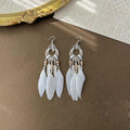 Bohemian Feather Crystal Tassel Earrings, Geometric Ethnic Style Ear Hook Jewelry view 4