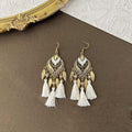 Bohemian Feather Crystal Tassel Earrings, Geometric Ethnic Style Ear Hook Jewelry view 3