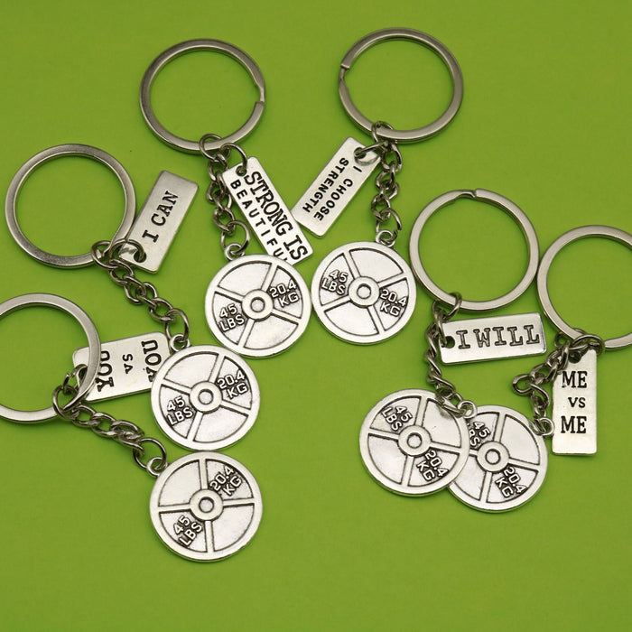 Metal Dumbbell Barbell Kettlebell Keychain Gift