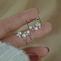 Korean Gentle Marquise Stud Earrings For Women With Faux Pearl, Elegant Trendy Fashion Jewelry view 4