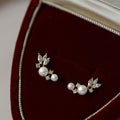 Korean Gentle Marquise Stud Earrings For Women With Faux Pearl, Elegant Trendy Fashion Jewelry view 2