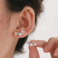 Korean Gentle Marquise Stud Earrings For Women With Faux Pearl, Elegant Trendy Fashion Jewelry view 3