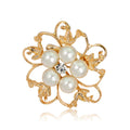 Black Silver Tone Pearl Floral Vine Crystal Pearl Look Six Designs Metal Brooch Pin view 4