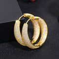 Micro Paved Metal Hoop Earrings For Women, Shiny Oversized Statement Light Luxury Jewelry view 3