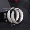 Micro Paved Metal Hoop Earrings For Women, Shiny Oversized Statement Light Luxury Jewelry view 4