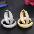 Micro Paved Metal Hoop Earrings For Women, Shiny Oversized Statement Light Luxury Jewelry view 2
