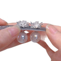 Two-Way Faux Pearl Zircon Firework Floral Stud Earrings Light Luxury Silver Needle Jewelry view 5