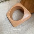 New Chinese Style Round Wooden Bangle With Minimalist Textured Vintage Fashion Design view 4