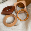 New Chinese Style Round Wooden Bangle With Minimalist Textured Vintage Fashion Design view 2