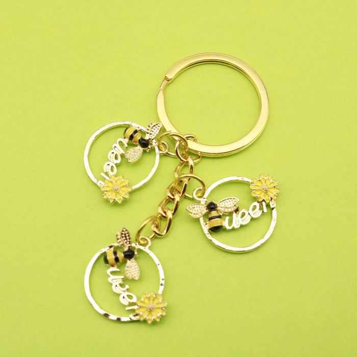 Zinc Alloy 3D Wreath Bee Keychain Bag Charm