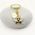 Metal Bee Flower Keychain For Friendship Bag Charm Gift view 3
