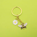 Metal Bee Flower Keychain For Friendship Bag Charm Gift view 1