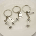 Metal Fitness Dumbbell Barbell Keychain Inspirational Gym Gift view 3
