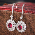 French Oval Flower Zircon Inlaid Earrings For Women, Sunflower Chic Light Luxury Jewelry view 2