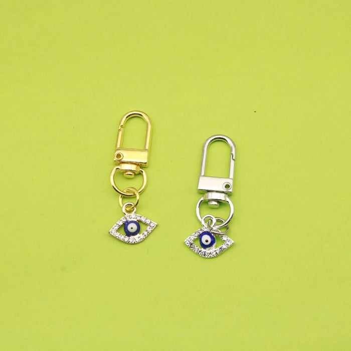 Metal Rhinestone Evil Eye Keychain Bag Charm Gift