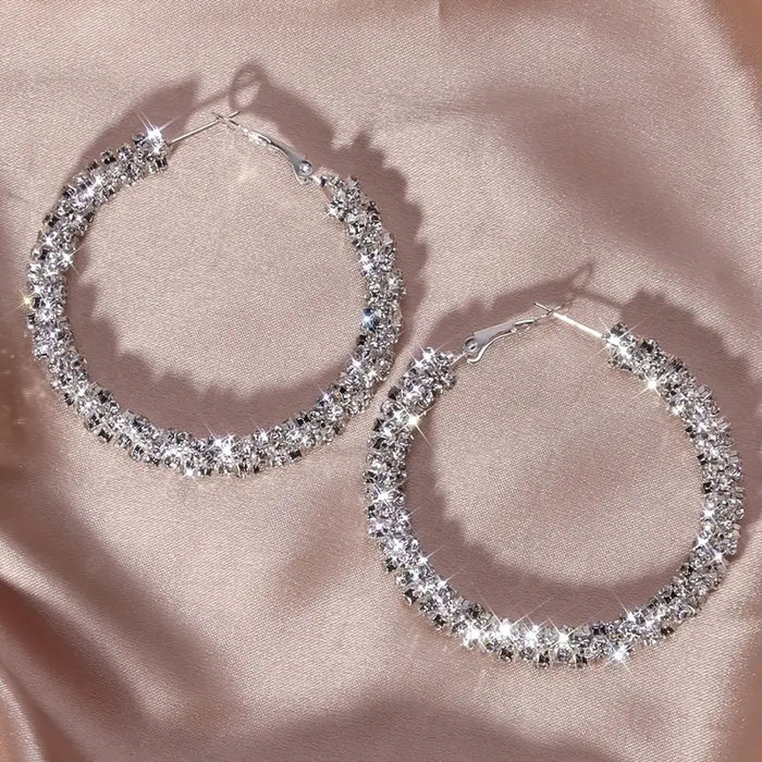 Large Hoop Earrings For Women With Geometric Bead Design, Chic Niche Statement Fashion Jewelry