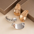 Elegant French Light Luxury Alloy Metal Chain Tassel Curved Wide Hoop Statement Stud Earrings view 4