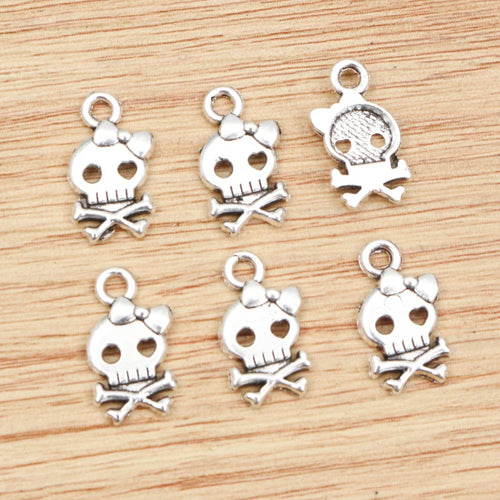 16x9mm Alloy Bow Skull Pendant DIY Jewelry Findings Necklace Bracelet Charm 0.6g