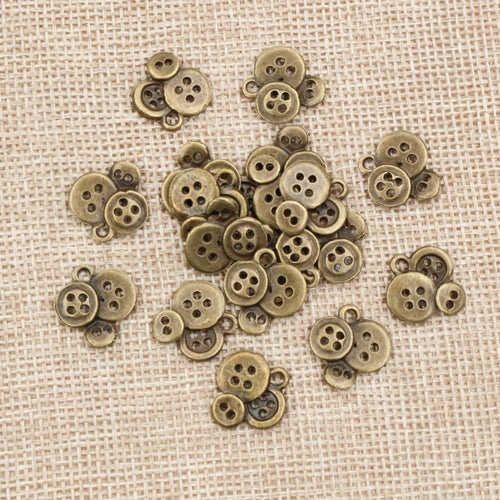 Alloy Button Pendant Charms For DIY Jewelry Accessories Necklace Bracelet Making 15x14mm 1g