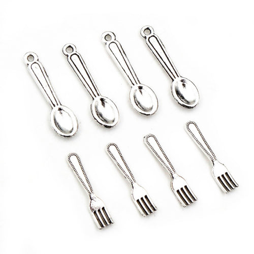 Alloy Spoon And Fork Kitchen Utensil Charms Pendants For DIY Necklace Bracelet Jewelry Making