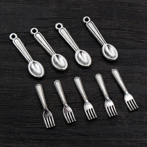 Alloy Spoon And Fork Kitchen Utensil Charms Pendants For DIY Necklace Bracelet Jewelry Making
