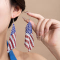 Bohemian Colorful Aluminum Mesh Tassel Dangle Earrings With Rhinestone Luxury Statement Earrings view 1