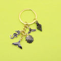 Zinc Alloy Mermaid Tail Shell Starfish Keychain Ocean Gift view 1