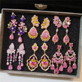 Light Luxury Zircon Butterfly Heart Teardrop Tassel Drop Earrings With Silver Pins view 4