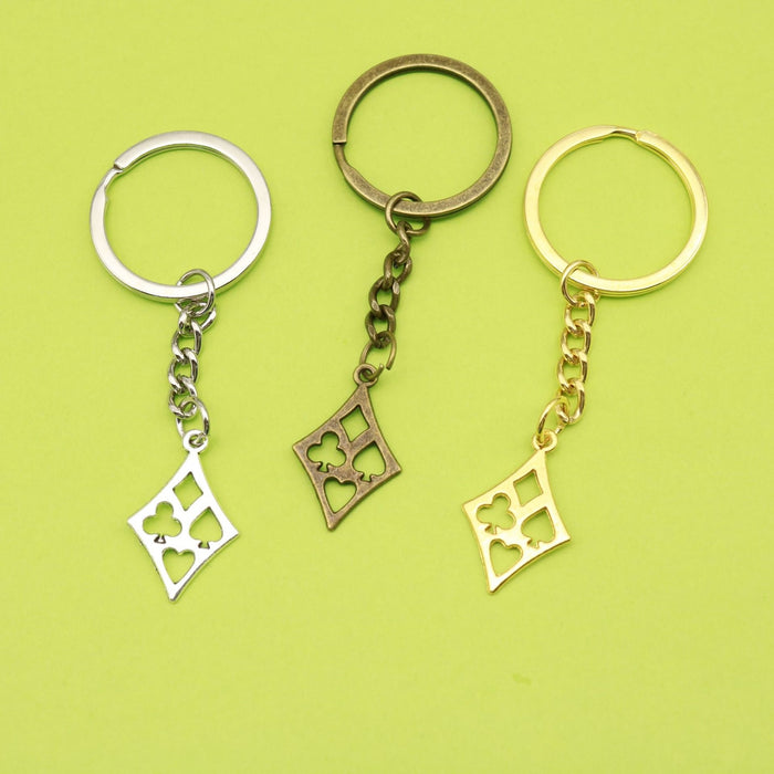 Metal Poker Suit Symbol Keychain Bag Charm Gift