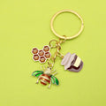 Metal Bee Honeycomb Sunflower Keychain Bag Charm view 1