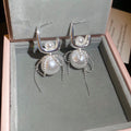 Light Luxury French Bow Pearl Stud Earrings With Silver Pins And Convertible Elegant Design view 3