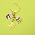 Metal Enamel Bee Sunflower Keychain Backpack Charm view 1