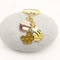 Metal Enamel Bee Sunflower Keychain Backpack Charm view 4