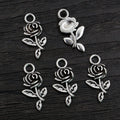 Alloy Rose Flower Pendant Charm For DIY Necklace Bracelet Jewelry Accessories 21x10mm view 2