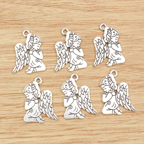 Alloy Star Praying Angel Girl Pendant DIY Jewelry Accessory Charm For Necklace Bracelet 23x16mm 2g