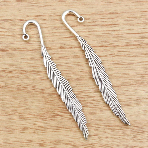 80x8mm Alloy Feather Heart Pendant Charm For DIY Necklace Bracelet Bookmark Accessories