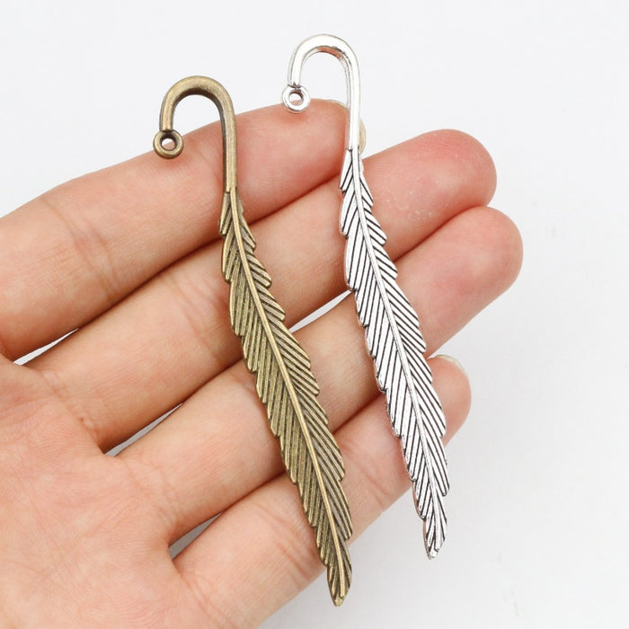 80x8mm Alloy Feather Heart Pendant Charm For DIY Necklace Bracelet Bookmark Accessories