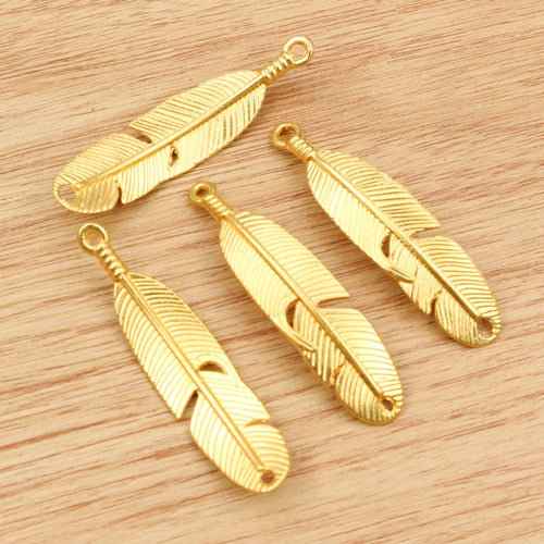 Alloy Feather Pendant For DIY Jewelry Accessories Necklace Bracelet Charm 46x11mm 3g