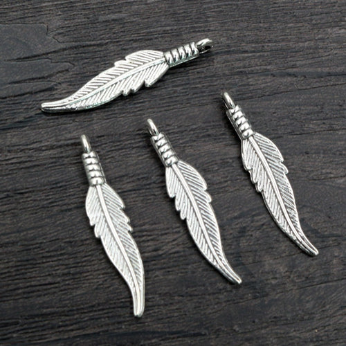 31x6.5mm Alloy Feather Pendant Charm For DIY Jewelry Necklace Bracelet Accessories