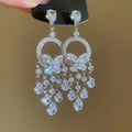 Light Luxury Copper Zircon Butterfly Teardrop Tassel Earrings Necklace Jewelry Set view 4
