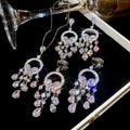 Light Luxury Copper Zircon Butterfly Teardrop Tassel Earrings Necklace Jewelry Set view 1