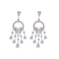 Light Luxury Copper Zircon Butterfly Teardrop Tassel Earrings Necklace Jewelry Set view 5