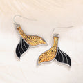 New Fish Tail Drop Earrings With Resin Oil Painting Alloy Vintage Textured Jewelry view 2
