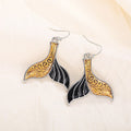 New Fish Tail Drop Earrings With Resin Oil Painting Alloy Vintage Textured Jewelry view 3