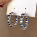 Women's Oversized Hoop Earrings Quadrilateral Geometric Zircon Statement Jewelry view 2